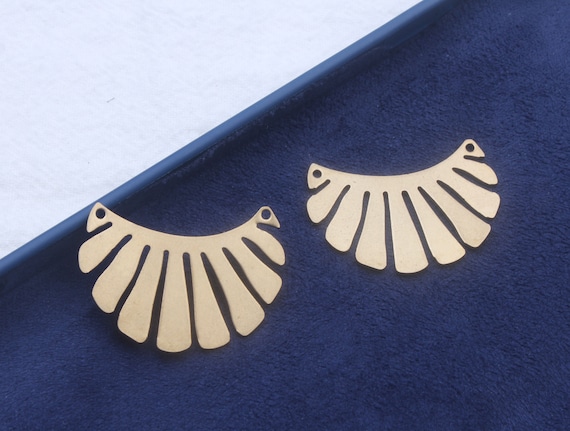 Raw Brass Earring,fan Shape Earring Connector,charms for Earring  Making,brass Earring Pendant,earring Findings,earring Parts Supply FQ0107 