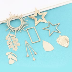Raw brass earring accessories, Earring pendant, Brushed brass earring charms,  Earring connector, Jewelry making, Earring findings FQ0635