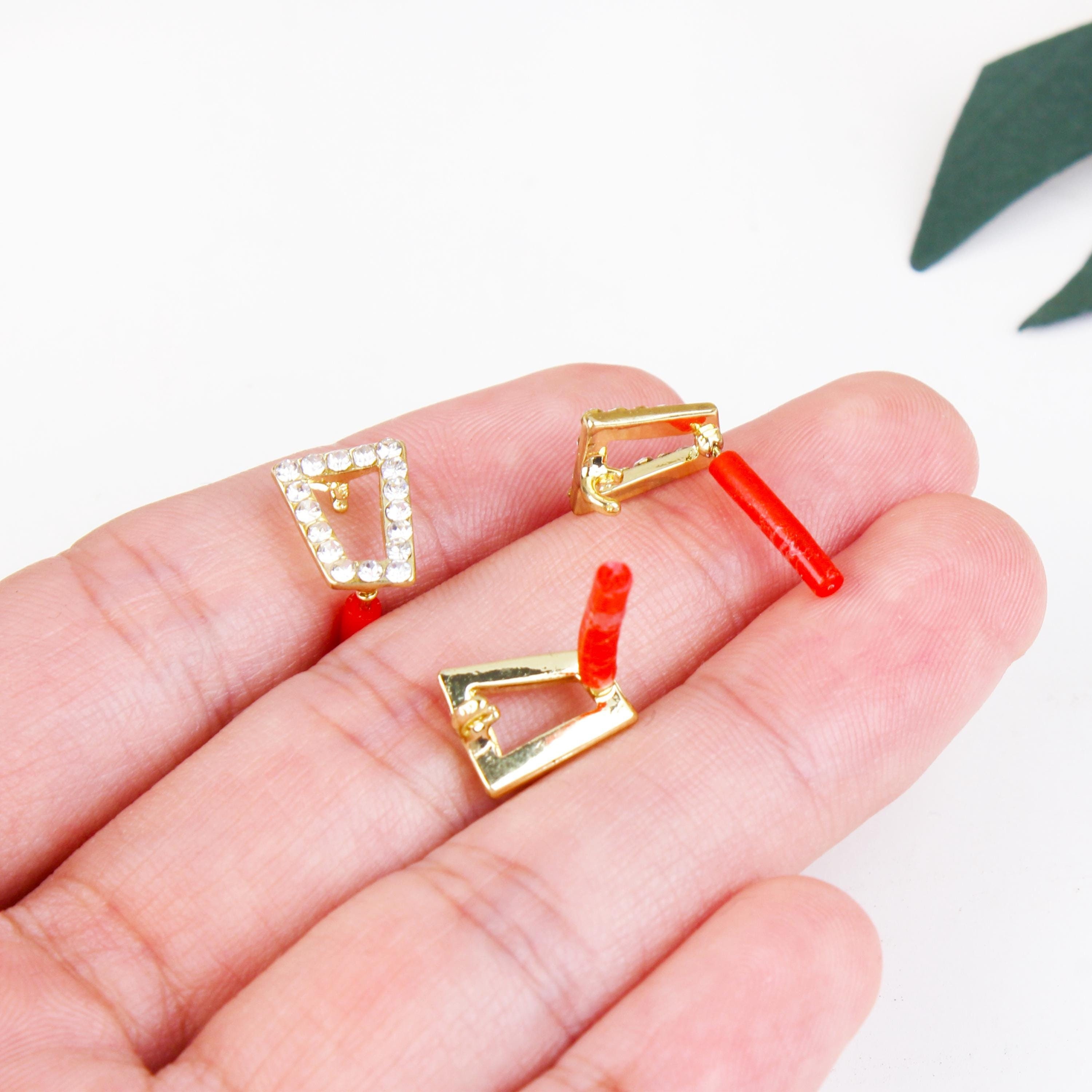 Alloy Earring Post With Zircon, Geometric Earring Pendants