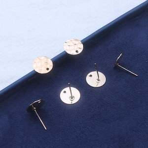 Gold plated brass earring post,Circle Shape Earring,Earring Connector,Earring Accessories,Earring Findings,Earring Parts FQ0126