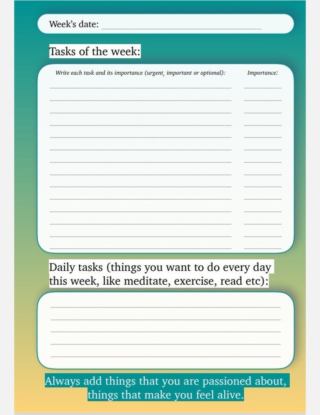 Daily Planner Printable Undated Planner Organize Your Week - Etsy