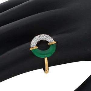 Dainty Green Onyx Ring, Gold Circle Ring, 925 Sterling Silver Ring, Engagement Ring, Birthday Gift for Her