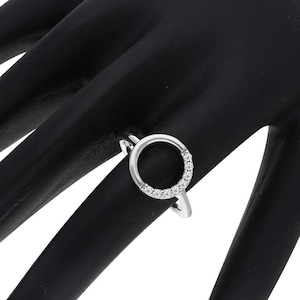Pave Moissanite Circle Ring, Open Eternity Ring, Dainty Gold Plated Ring, Gold Karma Ring, Geometric Minimalist Ring, Promise Ring