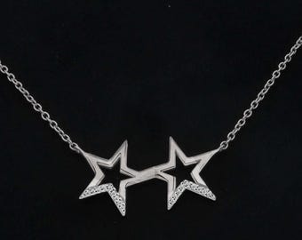 Infinite U, collana a forma di Y con stelle alla moda in argento sterling 925, con ciondolo con zirconi cubici per ragazze e donne, argento