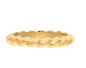 Gold Twisted Rope Wedding Band: Thin Stacking Ring, Gold Braided Rope Ring, Dainty Twist Ring, Stacking Twist Ring, Full Eternity Band