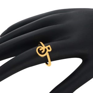 Anillo de oro macizo con la inicial "B", anillo cursivo atemporal con la inicial "B", anillo con letra, anillo de oro personalizado, anillo minimalista con letra, regalo de Navidad