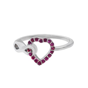 Heart Infinity Ring, Rose Gold Heart Engagement Ring Unique Pink Zircon Infinity Style Ring, 14k Gold Open Heart Ring For Women, Gift
