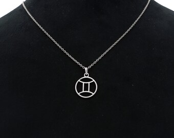 925 Sterling Silver Gemini Pendant, Silver Zodiac Sign Pendant, Dainty Gemini Necklace, 14k Gold Charm Pendant, Birth Sign Celestial Pendant