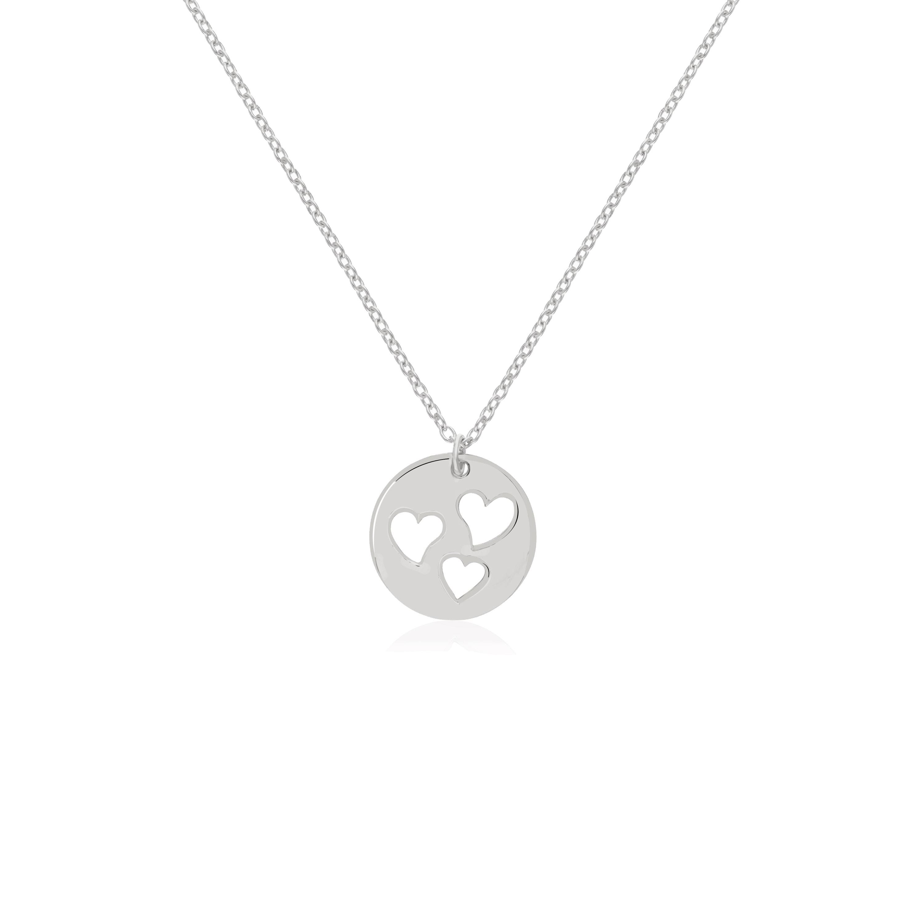 Dainty Triple Heart Necklace, 925 Silver Gold Heart Necklace