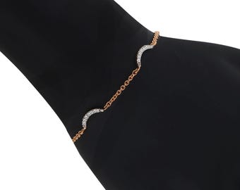 Minimalist Dainty Gold Diamond Bracelet, 925 Sterling Silver, Gold Chain Layering Bracelet, Women Jewelry Gift