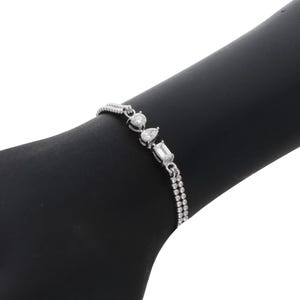 White Topaz Gold Chain Bracelet, 14k Gold White Topaz Wedding Bracelet, 925 Silver White Gemstone Bracelet For Women Anniversary Gift