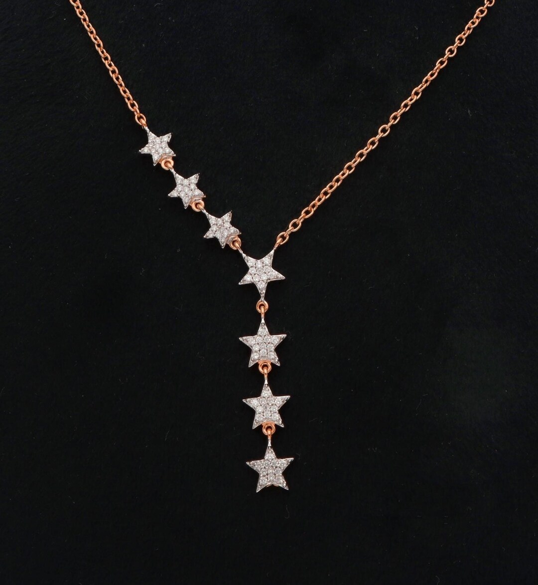 Y Shape Drop Star Pendant, Star Lariat Necklace, 925 Silver Delicate ...