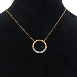 Diamond Circle Necklace, 14k Solid Round Pendant Necklace, Karma Necklace, Diamond Necklace for Women, Open Circle Necklace, Gift For Women