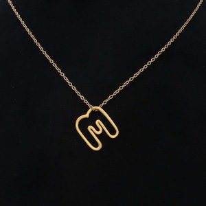 Personalisierte Anfangshalskette, zeitloser kursiver Goldanhänger ""M"" Initial, Goldbuchstabe Anhänger, Monogramm Schmuck für Damen, Buchstaben M Halskette."