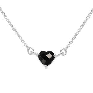Heart Shaped Black Onyx Pendant For Women Unique Black Onyx Wedding Necklace 925 Silver Black Gemstone Solitaire Pendant Anniversary Gift