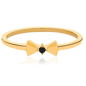 Anillo de lazo de oro delicado, anillo de lazo minimalista, anillo de lazo relleno de oro de 14 k, anillo de lazo apilable, anillo de lazo de cinta, anillo de lazo pequeño clásico para mujer