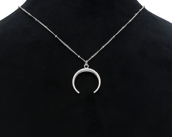 Crescent Moon Necklace in Sterling Silver, Upside Down Moon, Dainty Gold Necklace, Birthday Gift for Her, Half Moon Necklace, Christmas Gift
