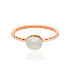 Unique Pearl Engagement Ring For Women Vintage Pearl Wedding Ring 14k Gold Pearl Solitaire Bridal Promise Ring Anniversary Gift For Women