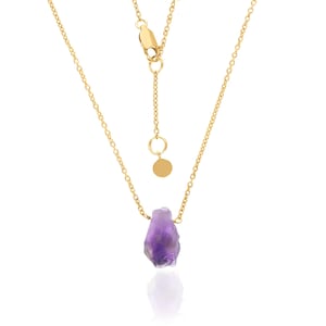 Raw Amethyst Necklace, Raw Crystal Necklace, February Birthstone Necklace, Dainty Gold Necklace, Amethyst Rough Stone Layering Necklace
