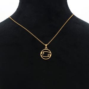 Cancer Zodiac Sign Necklace 14k Solid Gold, Birthday Minimalist Horoscope Necklace, Astrology Pendant, Horoscope Jewelry, Unisex Pendant