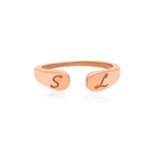 Personalized Midi Ring, Dainty Rose Gold Initial Ring, Custom Letter Ring, Sterling Silver Adjustable Couple Rings, Letter Ring, Unisex Ring