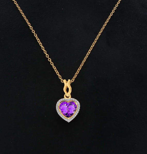 Médaillon Cœur En Argent Sterling 925 Et Améthyste - Or 18K, Pendentif, Neuf Sans Emballage