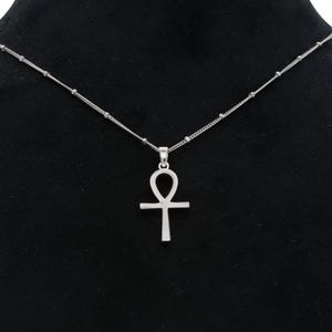 Solid Gold Ankh Pendant Necklace, Key of Life Pendant, Real Gold Tiny Pendant, Vintage Cross Charm, 14k Gold Egyptian Cross Pendant Women