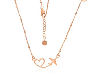 Collana in argento Sterling 925, con ciondolo a forma di aereo