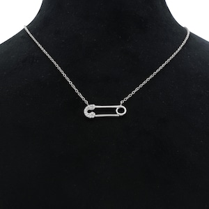 925 Sterling Silver Safety Pin Dainty Cute Charm Necklace
