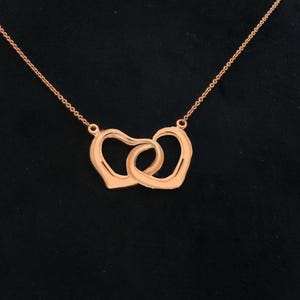 Gold Heart Necklace, Interlocking Heart Necklace, Double Heart Pendant, Minimal Heart Necklace, Best Gift for Valentine&#39;s Day Gift