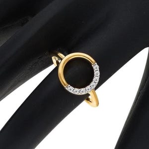 Open Circle Ring, 14k Gold Karma Ring, 925 Sterling Silver Promise Ring, Geometric Minimalist Ring, Half Gemstone Circle Ring, Promise Ring