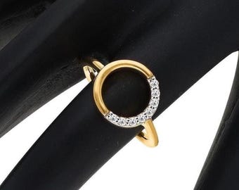 Anillo de círculo abierto, anillo Karma de oro de 14 k, anillo de promesa de plata de ley 925, anillo minimalista geométrico, anillo de medio círculo de piedra preciosa, anillo de promesa