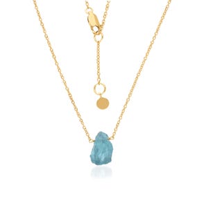 Raw Aquamarine Necklace, Raw Crystal Necklace, March Birthstone Necklace, Rough Gemstone Boho Jewelry