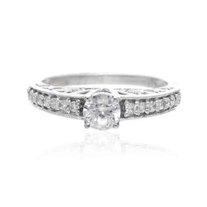Art Deco Wedding Engagement Ring, 925 Sterling Silver Simulated Diamond Ring, Bridal Ring, Anniversary Gift Ring