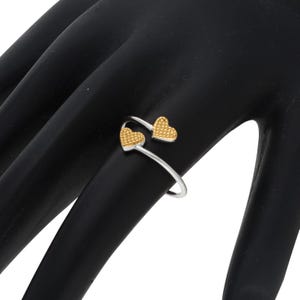 Unique Double Heart Ring, Minimalist Promise Ring, 14k Gold Ring For Women, Unique Heart Engagement Ring, Rose Gold Open Ring Gift For Women