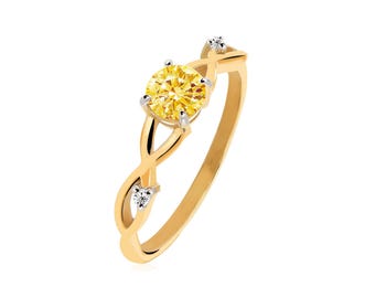14k Gold Citrine Engagement Ring For Women Vintage Wedding Ring 925 Silver Infinity Style Ring Art Deco Bridal Promise Ring Gift For Women