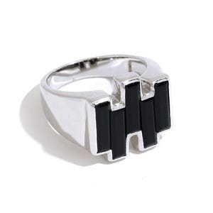 Baguette ring, Black Onyx ring, 925 Sterling Silver Black Gemstone Ring, Bar ring, Statement Ring, Cocktail Bar Ring For Men, Gift For Men