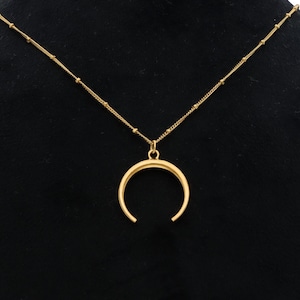 14k Gold Crescent Moon Necklace, Dainty Gold Celestial Charm Necklace, Minimalist Necklace, Layering Women Necklace, Celestial Jewelry