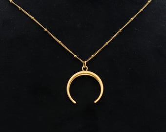 925 Silver Crescent Moon Necklace, Dainty Gold Celestial Charm Necklace, Minimalist Necklace, Layering Women Necklace, Celestial Jewelry