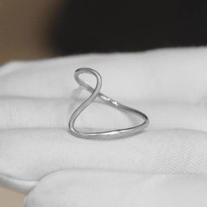 Skinny Wave Ring in 925 Sterling Silver Ripple Ring Ocean Wave Ring Modern Jewelry for Her Dainty & Minimalist Sea Wave Shaped Silver Ring