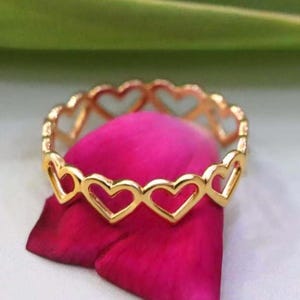 Heart Shaped Band, Unique Heart Ring For Women, 14k Gold Band, Rose Gold Handmade Band, Vintage Wedding Band, 925 Silver Band, Promise Ring