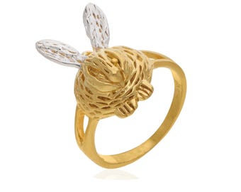 Gold Bunny Ring, Pewter Bunny Ring Gold, 925 Sterling Silver Ring, Gift for Her