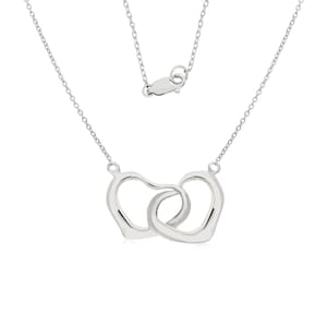 Interlocking Hearts Necklace, Double Heart Pendant, Silver Heart Necklace, Minimal Heart Necklace, Friend Gift, Interlocking Hearts Necklace