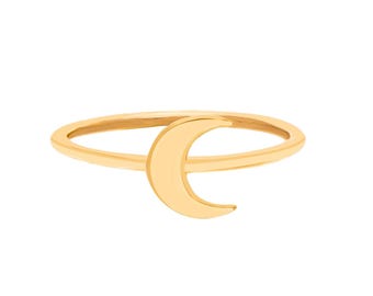 14K Halbmond Ring, Minimalist Himmelsband, Sterling Silber Himmelsring, Schmuck, Halloween Ring, Boho Mond Schmuck Geschenk für Sie