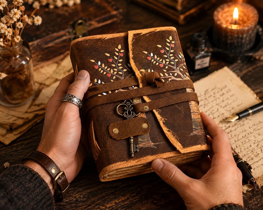 Handmade Leather Journal Vintage Notebook Travel Diary Rustic Writing ...