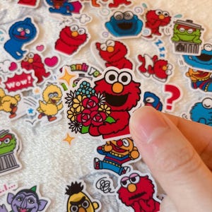 20 Stück Sesamstraße Aufkleber - Handgemachte Aufkleber, Elmo Aufkleber, Keksmonster, Planer Aufkleber, Geschenk für Kinder, kostenloser Versand