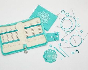 KnitPro Mindful set BELIEVE, juego de puntas de aguja para encaje de acero inoxidable + accesorios, artículo 36302DE