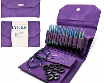 Lykke Indigo Wood Needlepoint Set 13 cm (5"), estuche morado