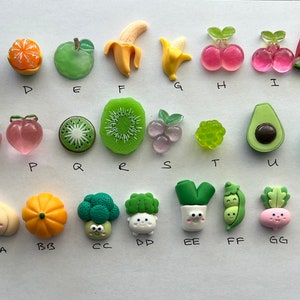 Shoe Charms - fruit, vegetable, food, strawberry, cherry, watermelon, banana, pineapple, avocado, mushroom, tomato, Kawaii