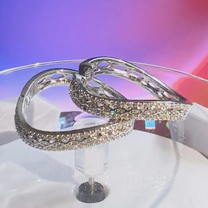 Unique Design Hoop Earrings Round Cut Simulated Diamond 14k White Gold Plated 925 Sterling Silver Fancy Hoop Earrings Gift for Birthday